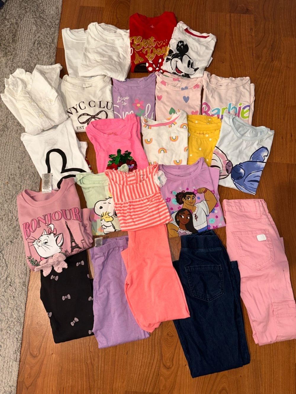 Girls Mixed Character Clothing Lot - Pink, Purple, White, Yellow & Blue